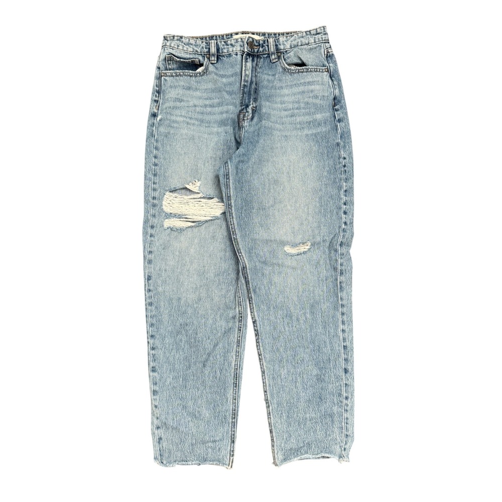 Hidden Jeans Los Angeles Light Wash High Rise Distressed Raw Hem Mom Jeans 28